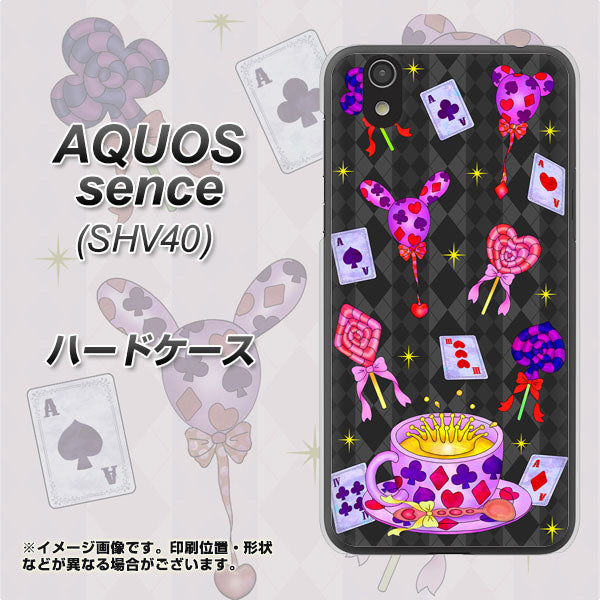 au アクオス センス SHV40 高画質仕上げ 背面印刷 ハードケース【AG818 トランプティー（黒）】