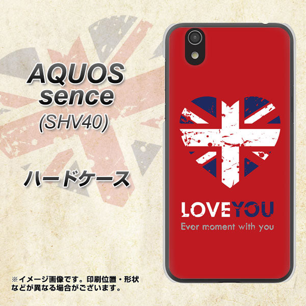 au アクオス センス SHV40 高画質仕上げ 背面印刷 ハードケース【SC804 ユニオンジャック ハートビンテージレッド】