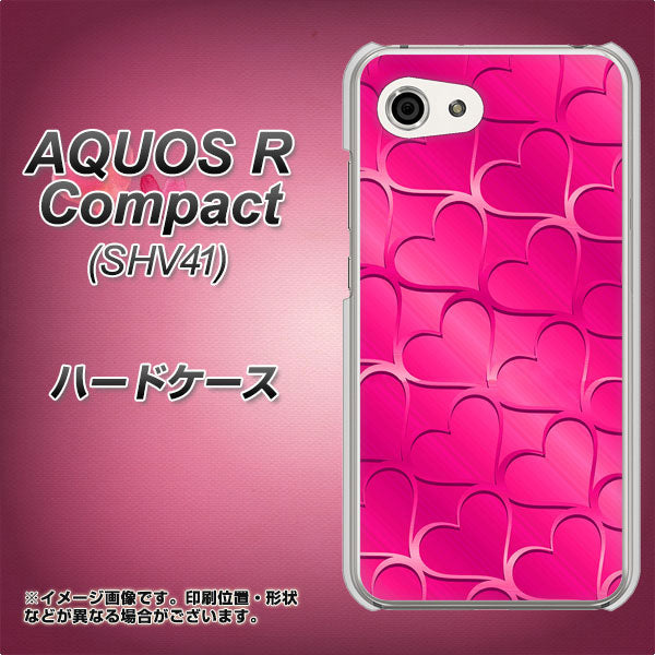 au アクオスR コンパクト SHV41 高画質仕上げ 背面印刷 ハードケース【1347 かくれハート（ショッキングピンク）】