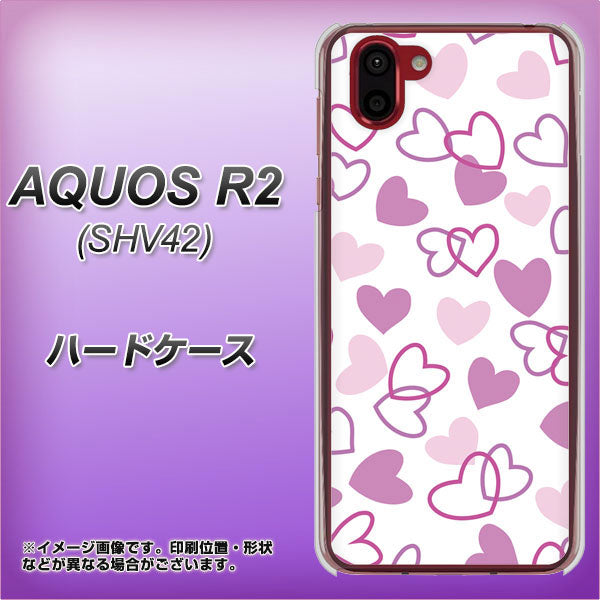 au アクオス R2 SHV42 高画質仕上げ 背面印刷 ハードケース【VA928 ハートがいっぱい パープル】