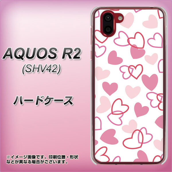 au アクオス R2 SHV42 高画質仕上げ 背面印刷 ハードケース【VA929 ハートがいっぱい ピンク】