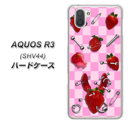 au アクオス R3 SHV44 高画質仕上げ 背面印刷 ハードケース【AG832 苺パンク（ピンク）】
