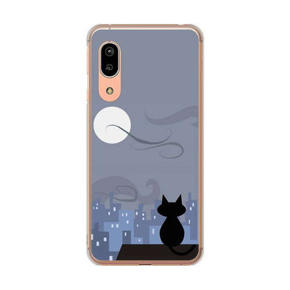 AQUOS sense3 SHV45 au 高画質仕上げ 背面印刷 ハードケース 夜とネコ