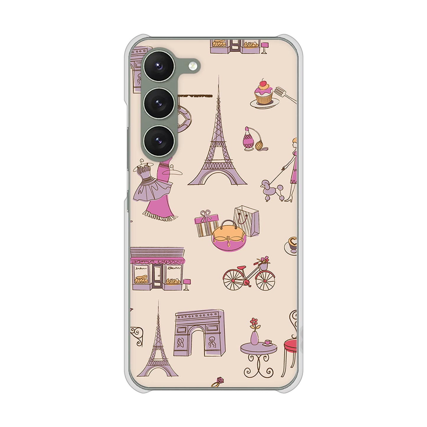 Galaxy S23 SM-S911C 楽天モバイル 高画質仕上げ 背面印刷 ハードケース【708 お気に入りのパリ】