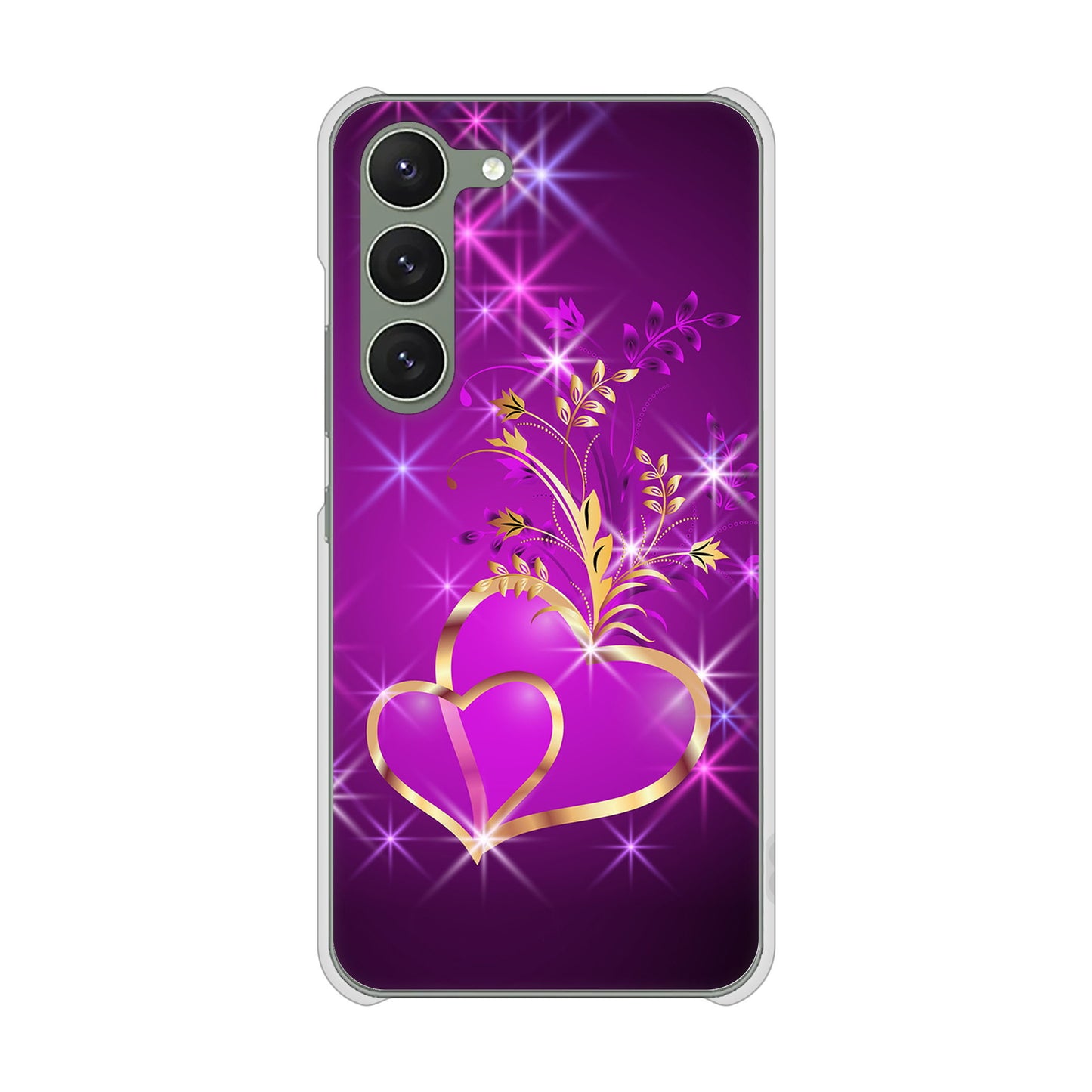 Galaxy S23 SM-S911C 楽天モバイル 高画質仕上げ 背面印刷 ハードケースきらめきハート