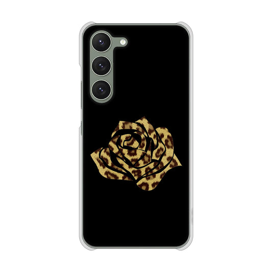 Galaxy S23 SM-S911C 楽天モバイル 高画質仕上げ 背面印刷 ハードケース【1184 ヒョウのバラ（茶）】
