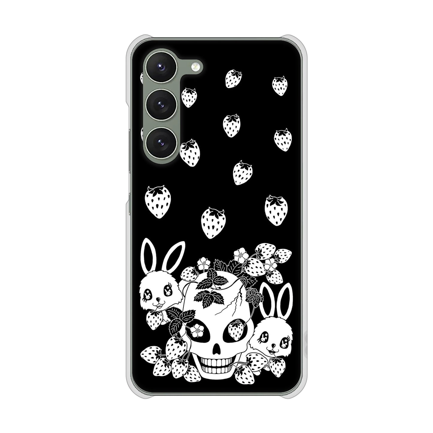 Galaxy S23 SM-S911C 楽天モバイル 高画質仕上げ 背面印刷 ハードケース苺兎