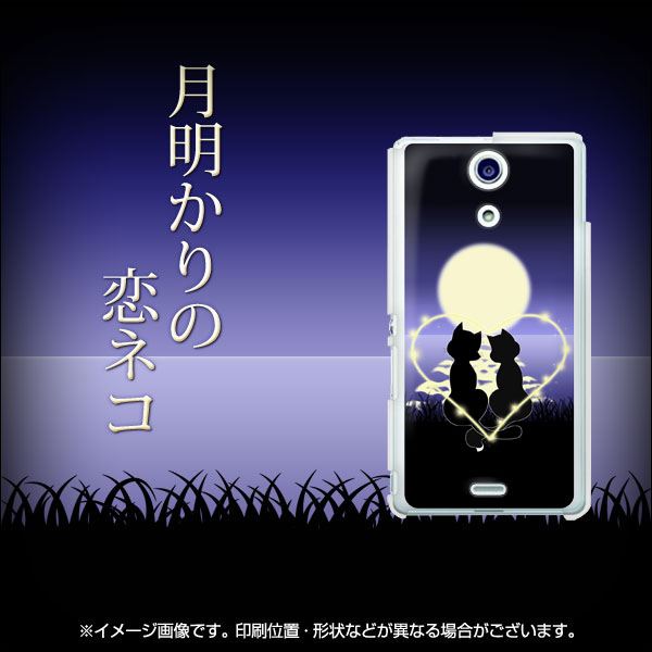 docomo エクスペリアA（エース）SO-04E 高画質仕上げ 背面印刷 ハードケース【604 月明かりの恋ネコ】