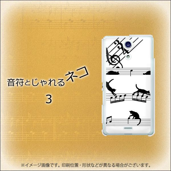 docomo エクスペリアA（エース）SO-04E 高画質仕上げ 背面印刷 ハードケース【1113 音符とじゃれるネコ3】
