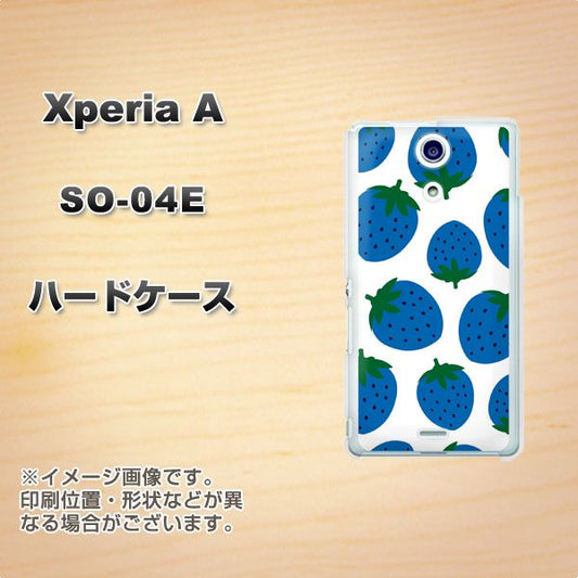 docomo エクスペリアA（エース）SO-04E 高画質仕上げ 背面印刷 ハードケース【SC817 大きいイチゴ模様 ブルー】