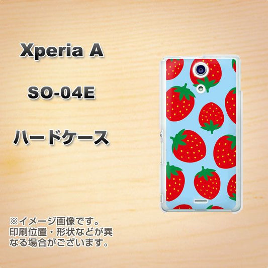 docomo エクスペリアA（エース）SO-04E 高画質仕上げ 背面印刷 ハードケース【SC821 大きいイチゴ模様レッドとブルー】