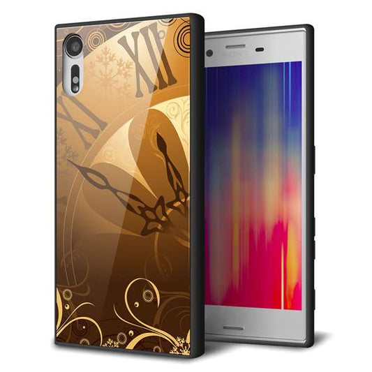 docomo エクスペリアXZ SO-01J 強化ガラス＆TPUスマホケース ガラプリ【185 時を刻む針】