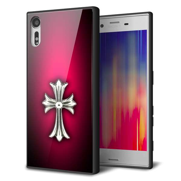 docomo エクスペリアXZ SO-01J 強化ガラス＆TPUスマホケース ガラプリ【249 クロスレッド】