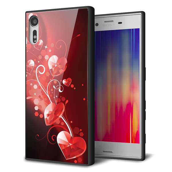 docomo エクスペリアXZ SO-01J 強化ガラス＆TPUスマホケース ガラプリ【385 クリスタルな恋】