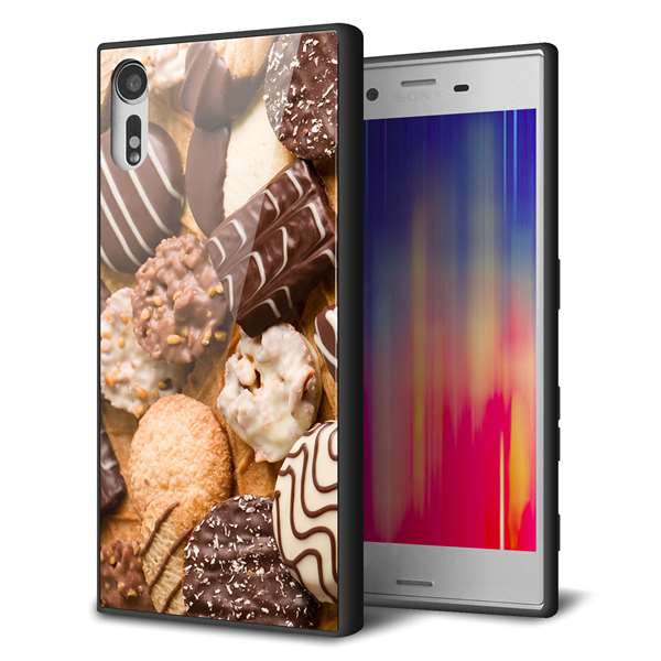 docomo エクスペリアXZ SO-01J 強化ガラス＆TPUスマホケース ガラプリ【442 クッキー mix】