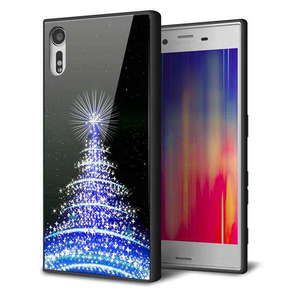 docomo エクスペリアXZ SO-01J 強化ガラス＆TPUスマホケース ガラプリ【589 ブルーライトツリー】