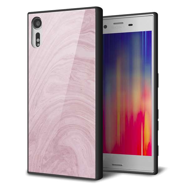 docomo エクスペリアXZ SO-01J 強化ガラス＆TPUスマホケース ガラプリ【KM873 大理石ラベンダー】