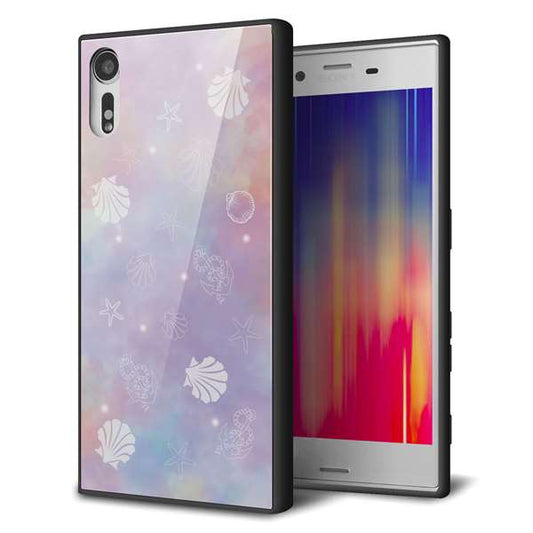 docomo エクスペリアXZ SO-01J 強化ガラス＆TPUスマホケース ガラプリ【KM883 シェル柄】