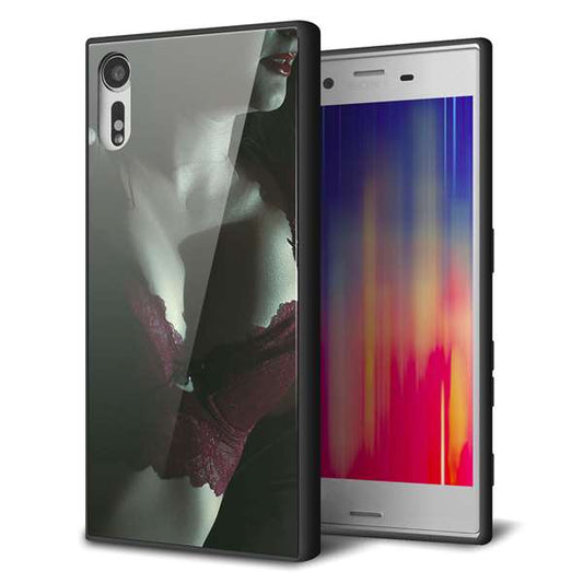 docomo エクスペリアXZ SO-01J 強化ガラス＆TPUスマホケース ガラプリ【KM887 ランジェリー】