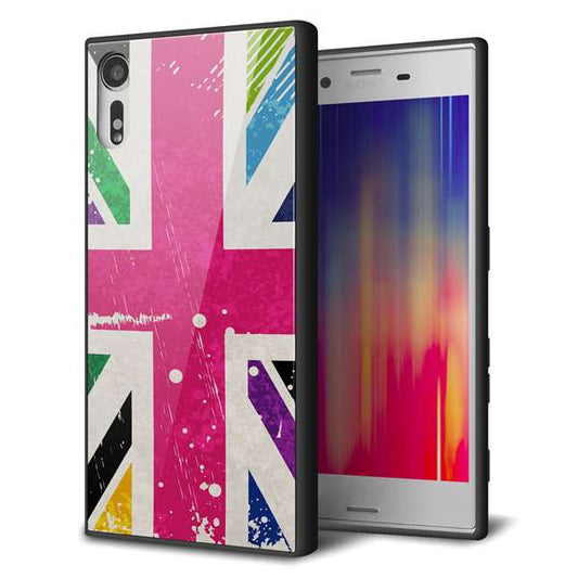 docomo エクスペリアXZ SO-01J 強化ガラス＆TPUスマホケース ガラプリ【SC806 ユニオンジャック ピンクビンテージ】
