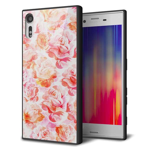 docomo エクスペリアXZ SO-01J 強化ガラス＆TPUスマホケース ガラプリ【SC930 ローズ レッド】