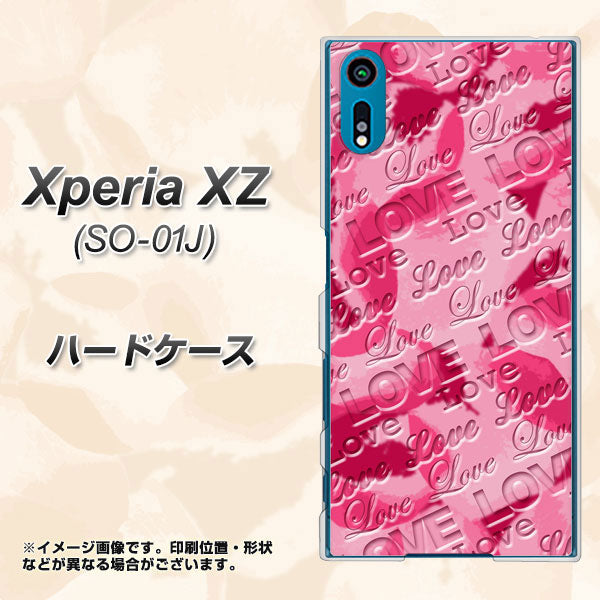 docomo エクスペリアXZ SO-01J 高画質仕上げ 背面印刷 ハードケース【SC845 フラワーヴェルニLOVE濃いピンク（ローズアンディアン）】