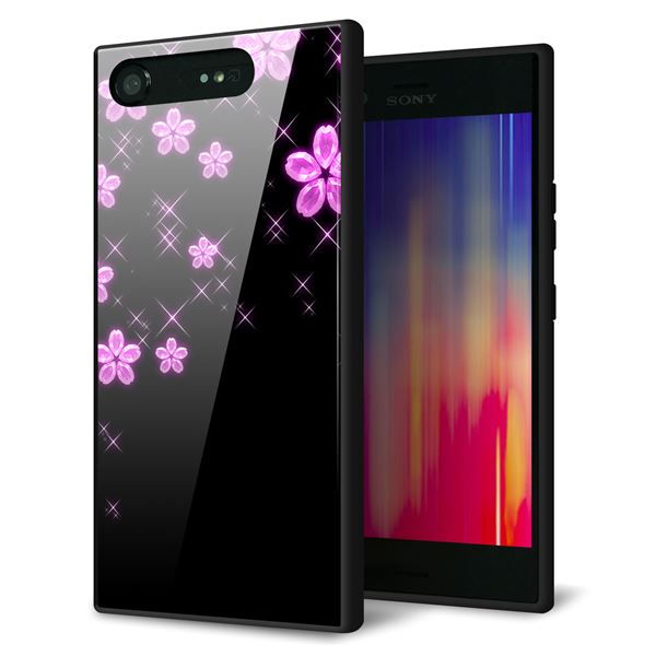 docomo エクスペリアXZ1 SO-01K 強化ガラス＆TPUスマホケース ガラプリ【019 桜クリスタル】