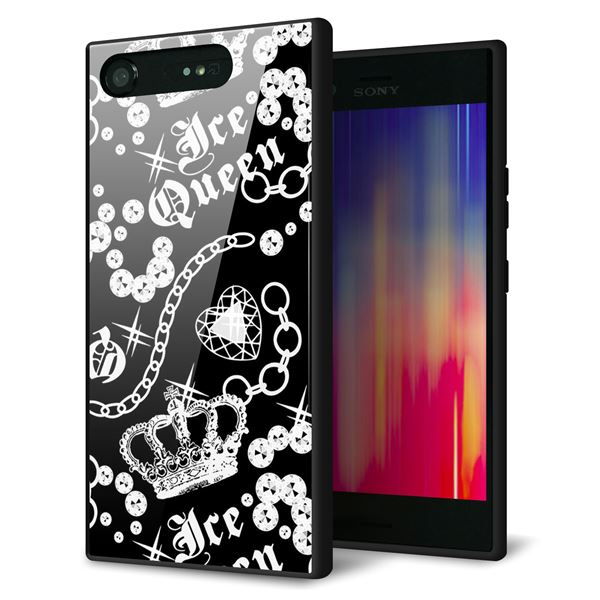 docomo エクスペリアXZ1 SO-01K 強化ガラス＆TPUスマホケース ガラプリ【187 ゴージャス クラウン】