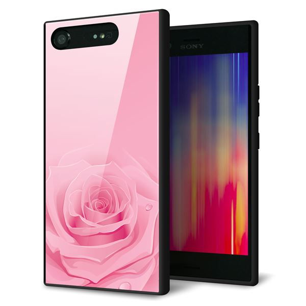 docomo エクスペリアXZ1 SO-01K 強化ガラス＆TPUスマホケース ガラプリ【401 ピンクのバラ】