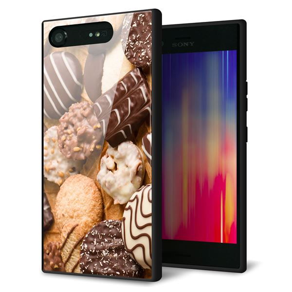 docomo エクスペリアXZ1 SO-01K 強化ガラス＆TPUスマホケース ガラプリ【442 クッキー mix】