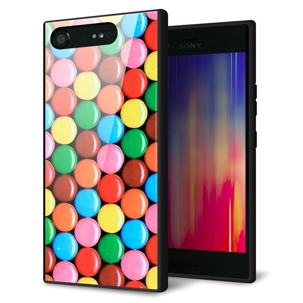 docomo エクスペリアXZ1 SO-01K 強化ガラス＆TPUスマホケース ガラプリ【448 マーブルチョコ】