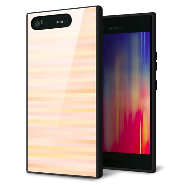 docomo エクスペリアXZ1 SO-01K 強化ガラス＆TPUスマホケース ガラプリ【IB909 グラデーションボーダー_オレンジ】