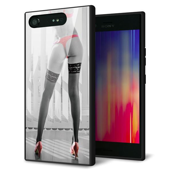 docomo エクスペリアXZ1 SO-01K 強化ガラス＆TPUスマホケース ガラプリ【KM889 ハイヒール】