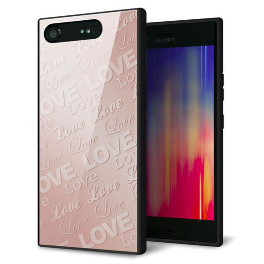 docomo エクスペリアXZ1 SO-01K 強化ガラス＆TPUスマホケース ガラプリ【SC841 エンボス風LOVEリンク（ローズピンク）】