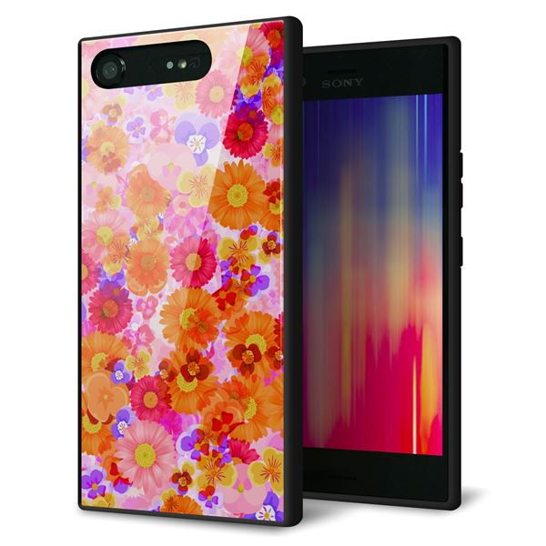 docomo エクスペリアXZ1 SO-01K 強化ガラス＆TPUスマホケース ガラプリ【SC869 リバティプリント フルールドパルファン（ピンク）】