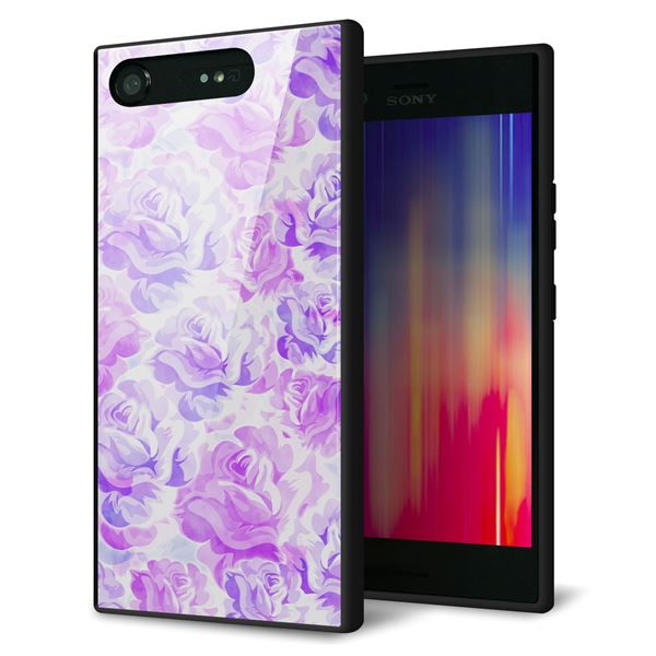 docomo エクスペリアXZ1 SO-01K 強化ガラス＆TPUスマホケース ガラプリ【SC929 ローズ パープル】