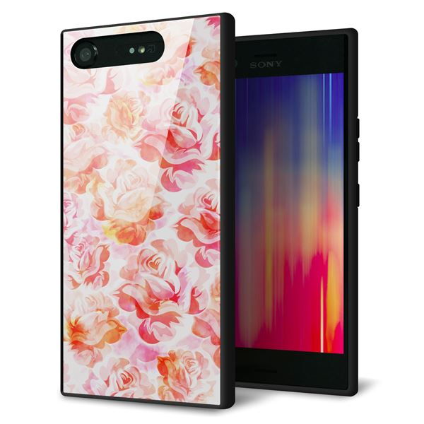 docomo エクスペリアXZ1 SO-01K 強化ガラス＆TPUスマホケース ガラプリ【SC930 ローズ レッド】