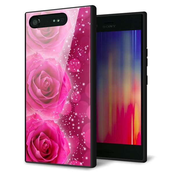 docomo エクスペリアXZ1 SO-01K 強化ガラス＆TPUスマホケース ガラプリ【VA815 3連のバラ】