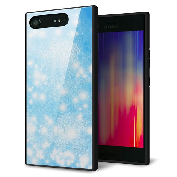 docomo エクスペリアXZ1 SO-01K 強化ガラス＆TPUスマホケース ガラプリ【YJ289 デザインブルー】