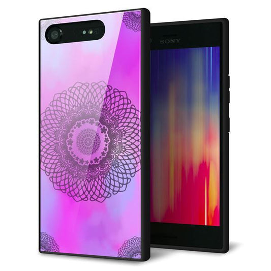 docomo エクスペリアXZ1 SO-01K 強化ガラス＆TPUスマホケース ガラプリ【YJ344 レース】