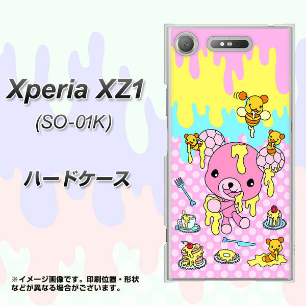 docomo エクスペリアXZ1 SO-01K 高画質仕上げ 背面印刷 ハードケース【AG822 ハニベア（水玉ピンク）】