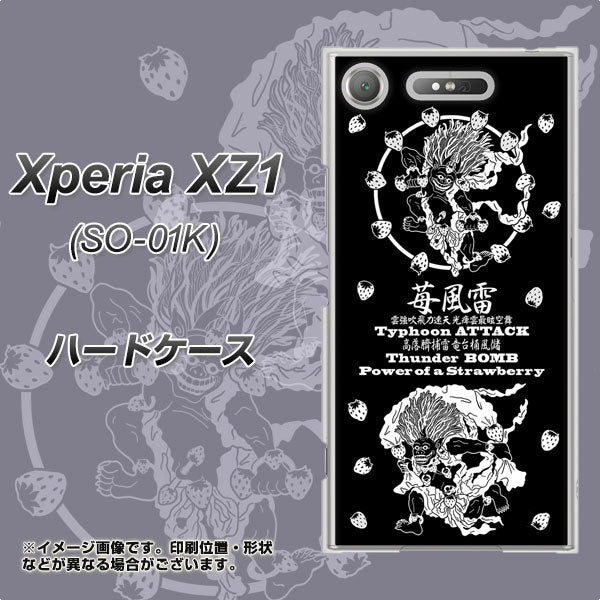 docomo エクスペリアXZ1 SO-01K 高画質仕上げ 背面印刷 ハードケース【AG839 苺風雷神（黒）】