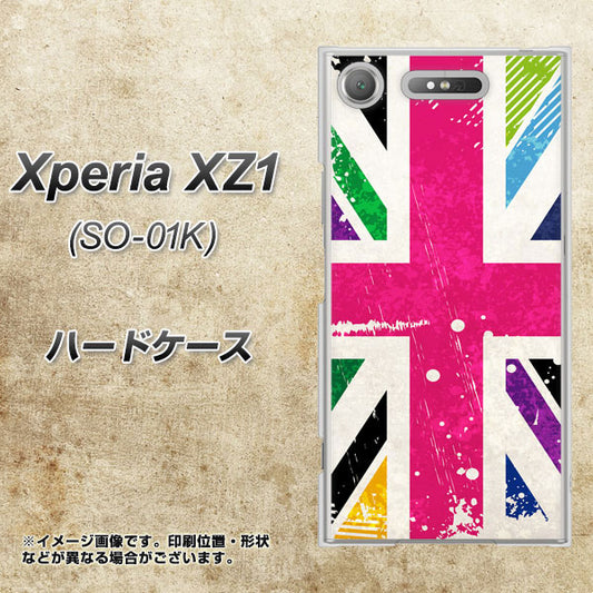 docomo エクスペリアXZ1 SO-01K 高画質仕上げ 背面印刷 ハードケース【SC806 ユニオンジャック ピンクビンテージ】