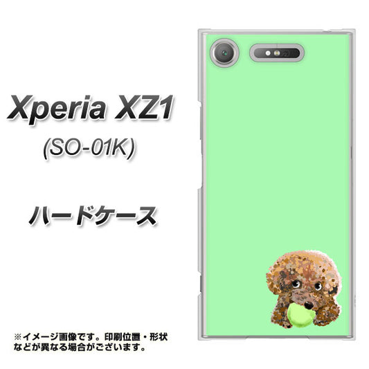 docomo エクスペリアXZ1 SO-01K 高画質仕上げ 背面印刷 ハードケース【YJ055 トイプードル＆ボール（グリーン）】