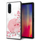 docomo エクスペリア5 SO-01M 強化ガラス＆TPUスマホケース ガラプリ【030 花と蝶（うす桃色）】