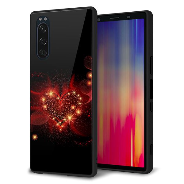 docomo エクスペリア5 SO-01M 強化ガラス＆TPUスマホケース ガラプリ【382 ハートの創生】