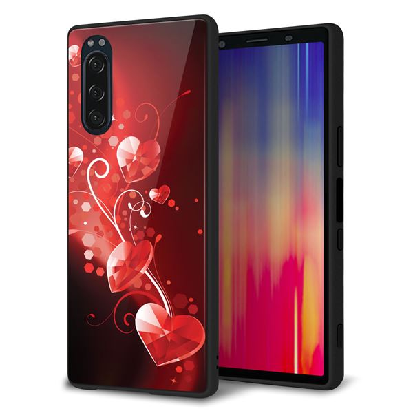 docomo エクスペリア5 SO-01M 強化ガラス＆TPUスマホケース ガラプリ【385 クリスタルな恋】