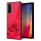 docomo エクスペリア5 SO-01M 強化ガラス＆TPUスマホケース ガラプリ【395 赤いバラ】