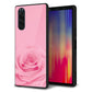 docomo エクスペリア5 SO-01M 強化ガラス＆TPUスマホケース ガラプリ【401 ピンクのバラ】
