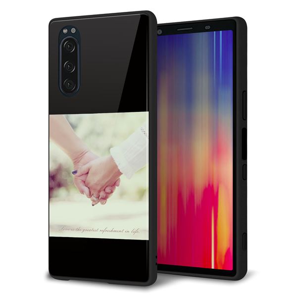 docomo エクスペリア5 SO-01M 強化ガラス＆TPUスマホケース ガラプリ【KM875 カップル】